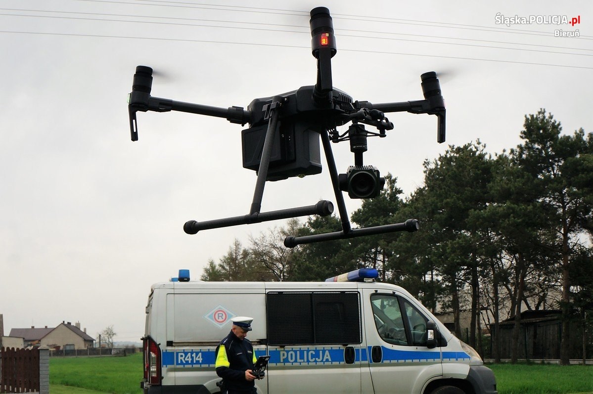 Policyjny dron nad Bieruniem