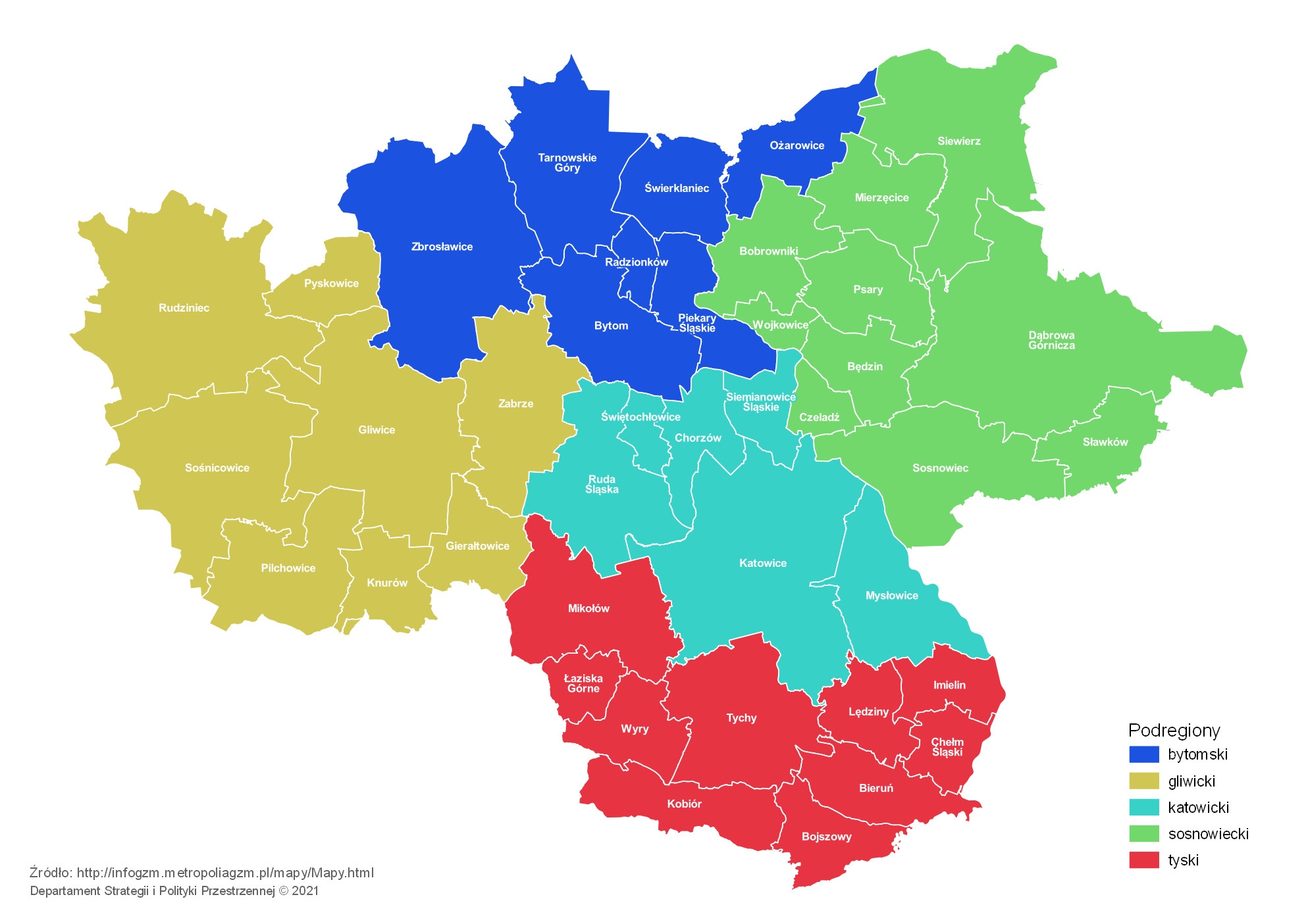 Podregiony metropolia gzm