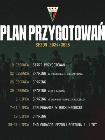 Plan przygotowań GKS Tychy przed sezonem 2024/2025 Plan przygotowań GKS Tychy przed sezonem 2024/2025