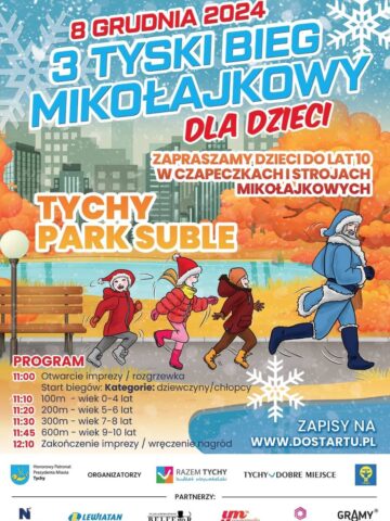 Bieg na Mikołajki 2024 w Tychach - plakat Bieg na Mikołajki 2024 w Tychach - plakat